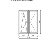 Dvojdílné balkonové dveře 1720 X 2130 čedičově šedá / čedičově šedá