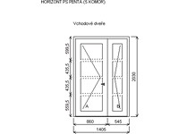 Dvojdílné vchodové dveře 1405 X 2030 siena PR / siena PR