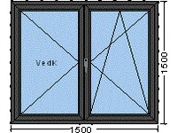 AL okno 1800 mm x 1500 mm Antracit 7016 stuktura oboustr.