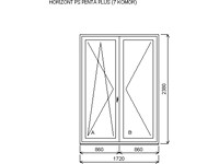 Dvojdílné balkonové dveře 1720 X 2380 Sheffield Oak light / bílá L