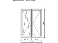 Dvojdílné balkonové dveře 1735 X 2400 Sheffield Oak light / bílá L
