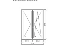 Dvojdílné balkonové dveře 1735 X 2390 Sheffield Oak light / bílá P