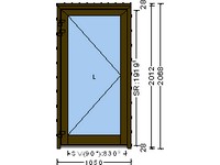 AL Dveřní prvek 1050 mm x 2040 mm, ořech / bílá