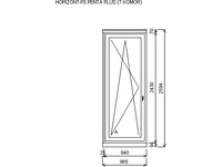 Jednodílné balkonové dveře 940 X 2430 antracitově hladká / bílá
