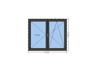 AL okno 1800 mm x 1500 mm Antracit 7016 stuktura oboustr.